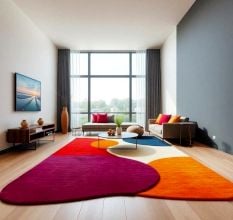 Handcrafted Multicolor Abstract Modern Living Room Rug